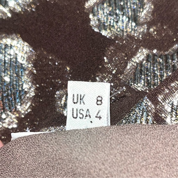 💟 Feraud Vintage Brown and gold shimmery gold dress - Picture 7 of 8